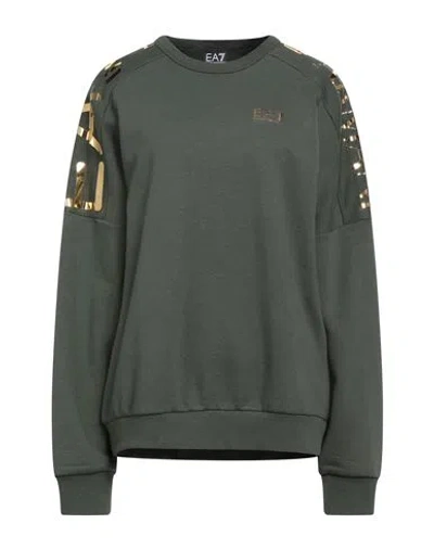 Ea7 Woman Sweatshirt Military Green Size 3xl Polyester, Cotton
