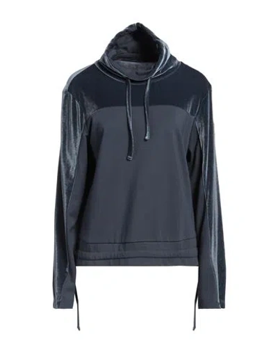 Ea7 Woman Sweatshirt Navy Size Xs Polyester, Elastane, Viscose, Polyamide In Navy Blue