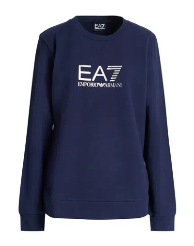 Ea7 Woman Sweatshirt Navy Size M Cotton, Elastane In Blue