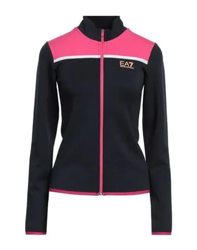 Ea7 Woman Sweatshirt Navy Size Xl Polyester, Viscose, Elastane