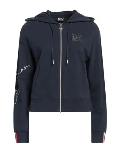 Ea7 Woman Sweatshirt Navy Size Xl Cotton, Elastane