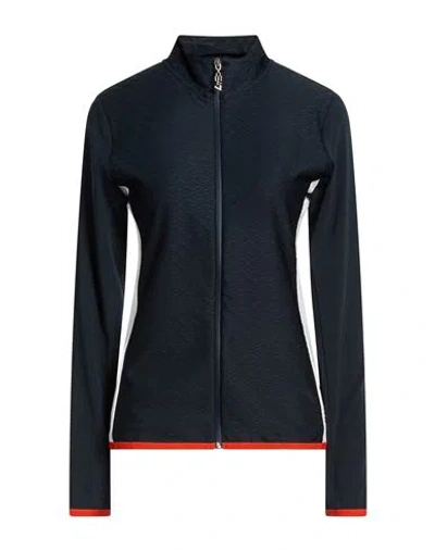 Ea7 Woman Sweatshirt Navy Size Xxl Polyester, Elastane In Blue
