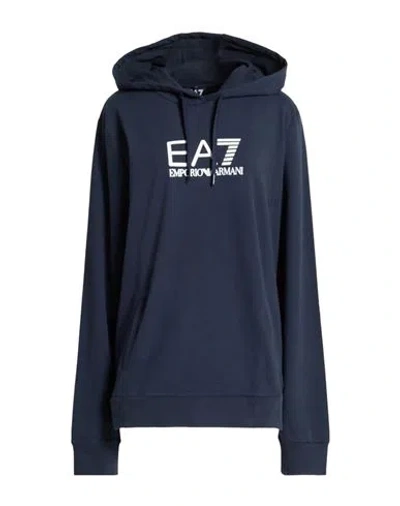 Ea7 Woman Sweatshirt Navy Size Xxs Cotton, Elastane In Blue