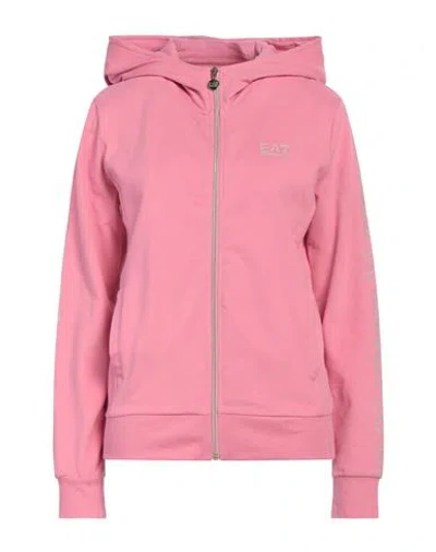 Ea7 Woman Sweatshirt Pink Size Xxl Cotton, Elastane