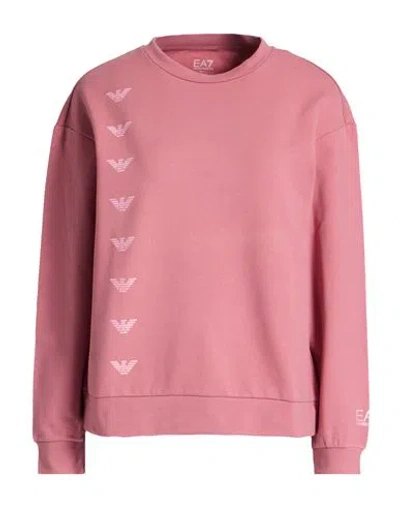 Ea7 Woman Sweatshirt Pink Size M Cotton, Elastane