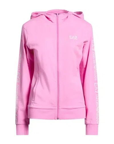 Ea7 Woman Sweatshirt Pink Size M Cotton, Elastane