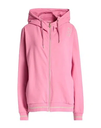 EA7 EA7 WOMAN SWEATSHIRT PINK SIZE XS COTTON, ELASTANE, POLYESTER, METALLIC FIBER