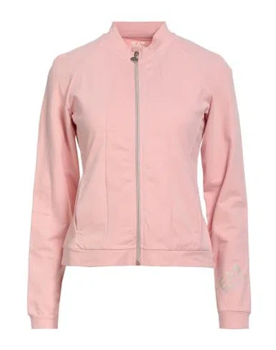 Ea7 Woman Sweatshirt Pink Size Xxl Cotton, Elastane