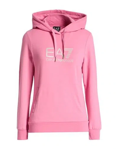 Ea7 Woman Sweatshirt Pink Size Xxl Cotton, Elastane