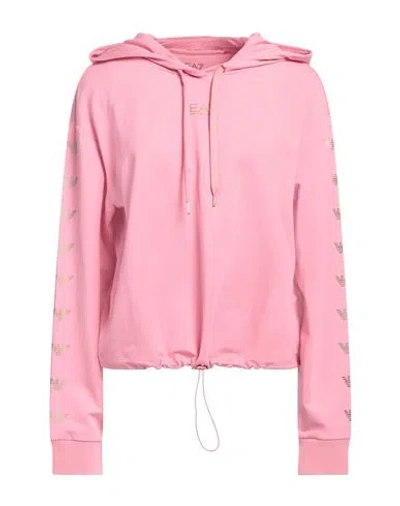Ea7 Woman Sweatshirt Pink Size Xxl Organic Cotton, Modal, Elastane