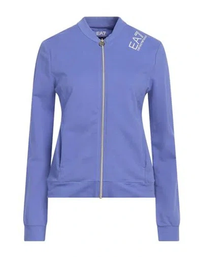 Ea7 Woman Sweatshirt Purple Size L Cotton, Elastane