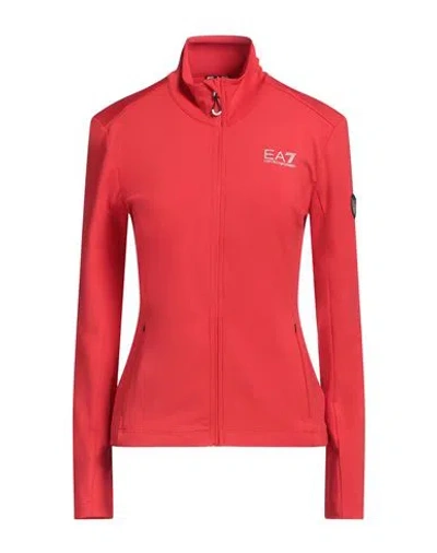 Ea7 Woman Sweatshirt Red Size S Polyester, Elastane In Red