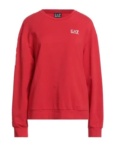 Ea7 Woman Sweatshirt Red Size Xxl Cotton, Elastane