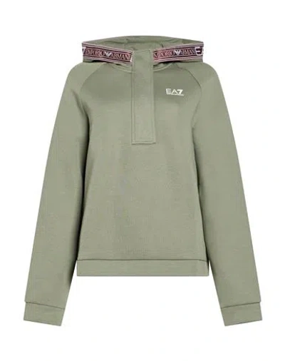 Ea7 Woman Sweatshirt Sage Green Size L Cotton, Polyester