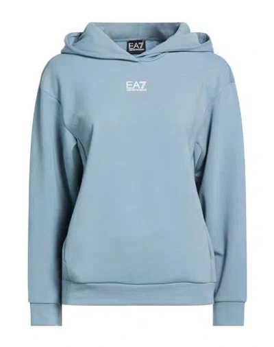 Ea7 Woman Sweatshirt Sky Blue Size Xxl Polyester, Cotton In Multi