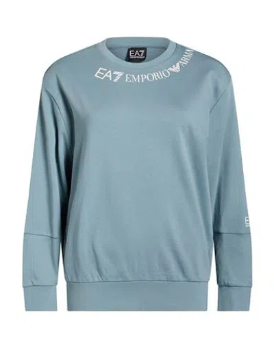 Ea7 Woman Sweatshirt Slate Blue Size Xs Cotton