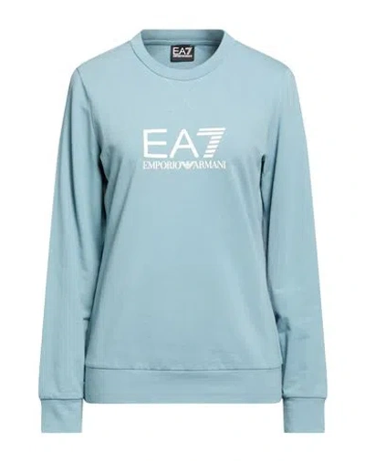Ea7 Woman Sweatshirt Slate Blue Size Xs Cotton, Elastane