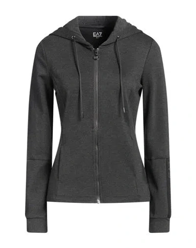 Ea7 Woman Sweatshirt Charcoal Size Xs Viscose, Polyamide, Elastane In Grey