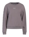 Ea7 Woman Sweatshirt Taupe Size Xl Cotton, Polyester, Elastane In Grey