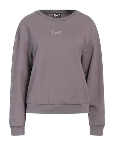 Ea7 Woman Sweatshirt Taupe Size Xl Cotton, Polyester, Elastane In Grey