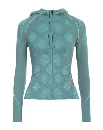 Ea7 Woman Sweatshirt Turquoise Size L Polyamide, Polyester, Elastane In Blue
