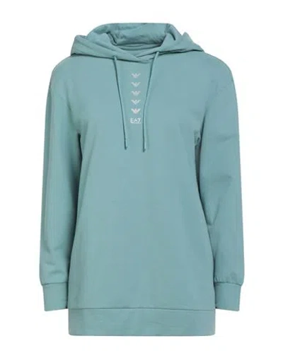 Ea7 Woman Sweatshirt Turquoise Size Xl Cotton, Elastane In Blue