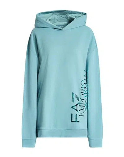 Ea7 Woman Sweatshirt Turquoise Size Xxl Cotton, Polyester In Blue