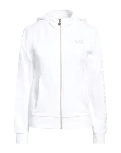 Ea7 Woman Sweatshirt White Size L Cotton, Elastane
