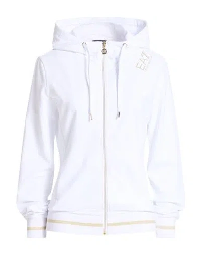 Ea7 Woman Sweatshirt White Size L Cotton, Elastane