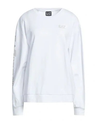 Ea7 Woman Sweatshirt White Size L Cotton, Elastane