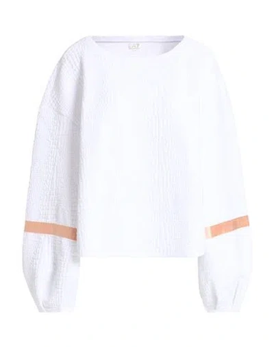 Ea7 Woman Sweatshirt White Size Xxl Polyester, Cotton, Elastane