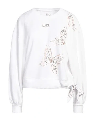 Ea7 Woman Sweatshirt White Size Xxl Polyester, Modal, Elastane, Cotton