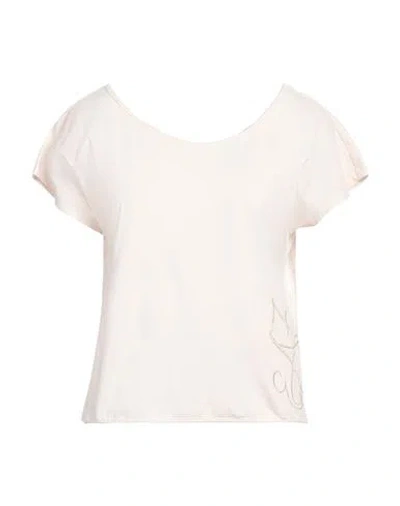 Ea7 Woman T-shirt Beige Size Xxl Cotton, Elastane