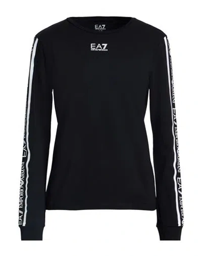 Ea7 Woman T-shirt Black Size L Cotton, Elastane
