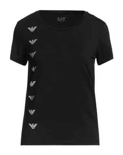 Ea7 Woman T-shirt Black Size M Cotton, Modal, Elastane