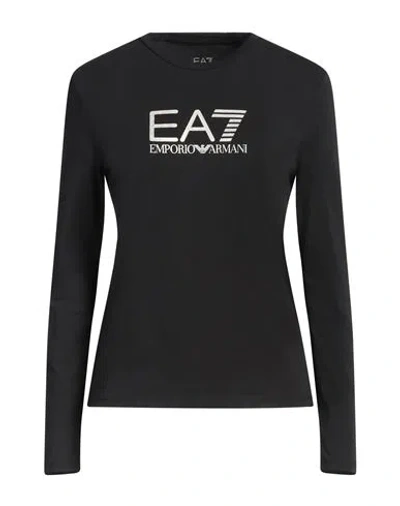 Ea7 Woman T-shirt Black Size Xl Cotton, Elastane In Black