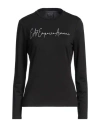 Ea7 Woman T-shirt Black Size S Polyester, Elastane In Black