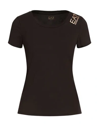 Ea7 Woman T-shirt Black Size Xl Cotton, Elastane