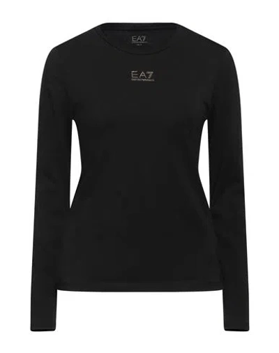 Ea7 Woman T-shirt Black Size M Cotton, Modal, Elastane