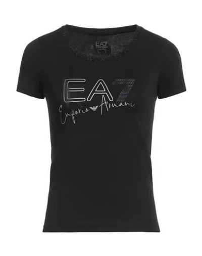 EA7 EA7 WOMAN T-SHIRT BLACK SIZE XL ORGANIC COTTON, MODAL, ELASTANE