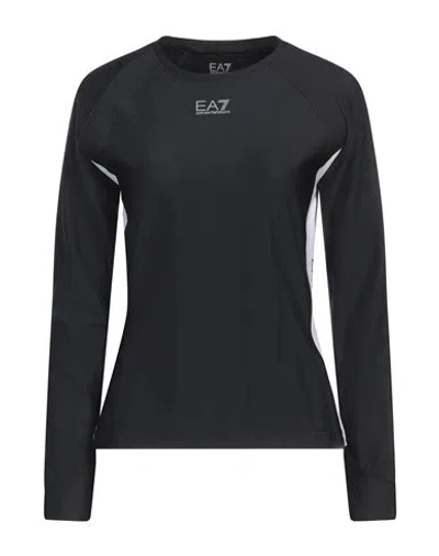 Ea7 Woman T-shirt Black Size Xl Polyester, Elastane