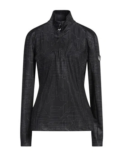 Ea7 Woman T-shirt Black Size Xl Polyester, Elastane