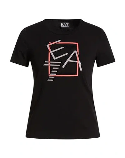 Ea7 Woman T-shirt Black Size Xs Cotton, Elastane