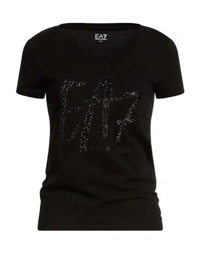 Ea7 Woman T-shirt Black Size Xs Cotton, Elastane