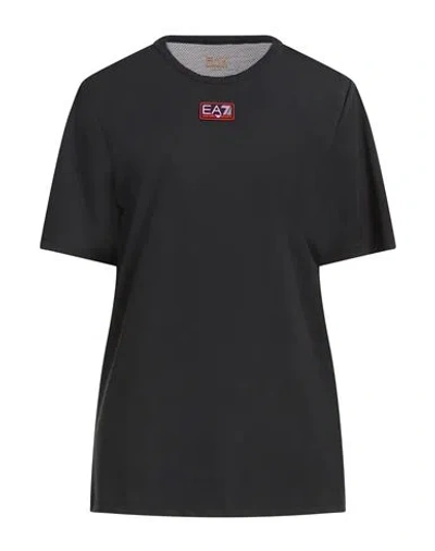 Ea7 Woman T-shirt Black Size Xs Polyester, Elastane