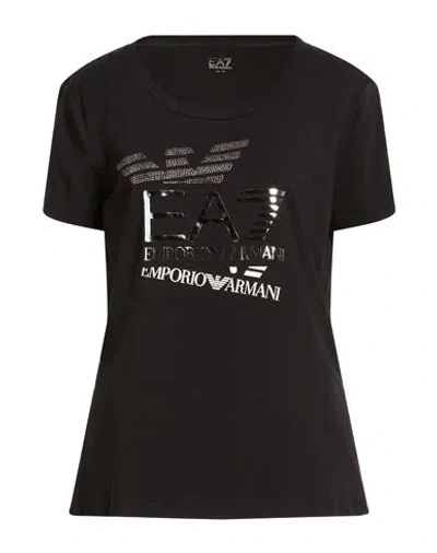 Ea7 Woman T-shirt Black Size Xxl Cotton, Elastane