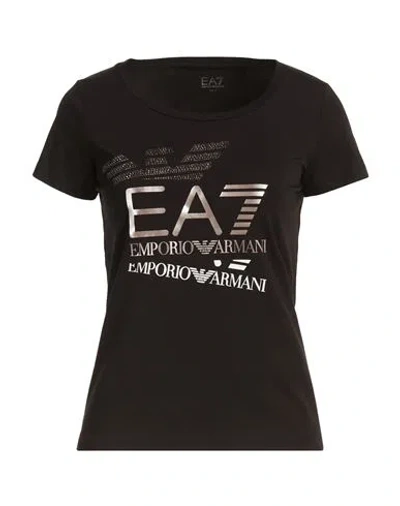 Ea7 Woman T-shirt Black Size Xxl Cotton, Elastane