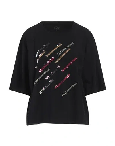 Ea7 Woman T-shirt Black Size Xs Cotton, Elastane