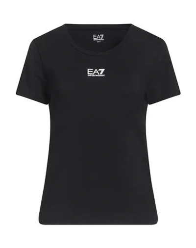 Ea7 Woman T-shirt Black Size M Cotton, Modal, Elastane In Black
