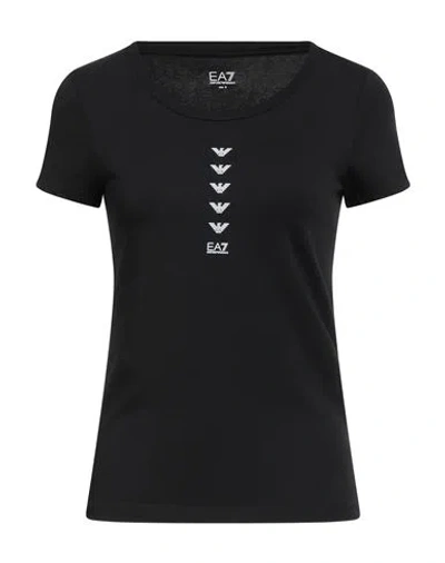 Ea7 Woman T-shirt Black Size Xxl Cotton, Modal, Elastane